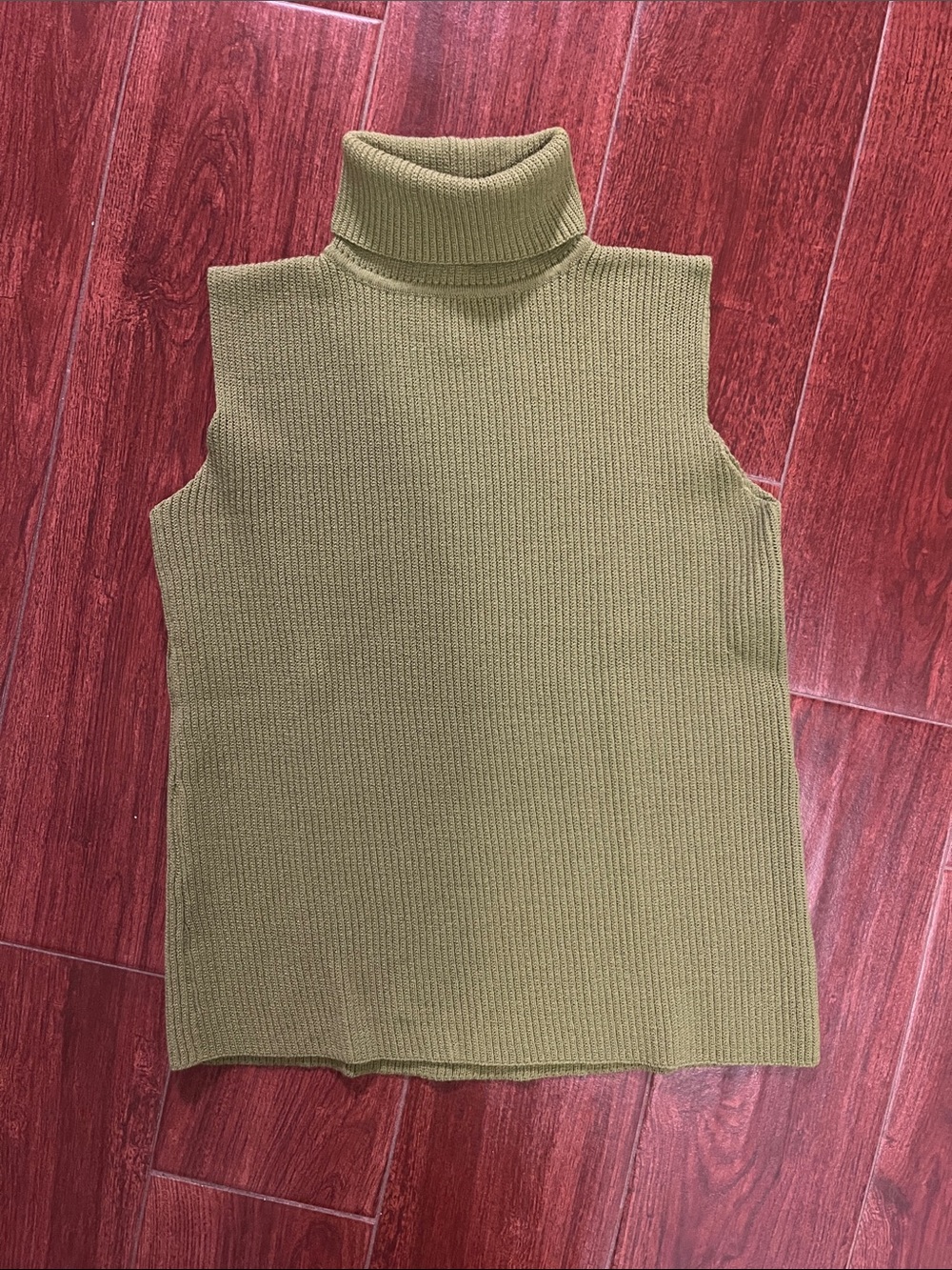 Eileen Fisher Olive Green Sleeveless Turtleneck Sweater